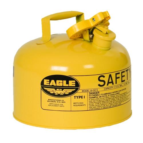 Eagle Steel Safety Can for Diesel — 2.5 Gallon, Type I, Flame Arrester, Yellow, Model# UI25SY