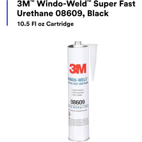 3M Urethane Super Fast Adhesive — 10 Oz. Cartridge, Black, 10–15 Minute Work Time, Model# MMM8609 *MISSING TOP ATTACHMENT**
