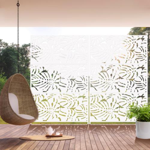 6 ft. H x 4 ft. W Metal Privacy Screen - Finish: White ( little dent see the picture )