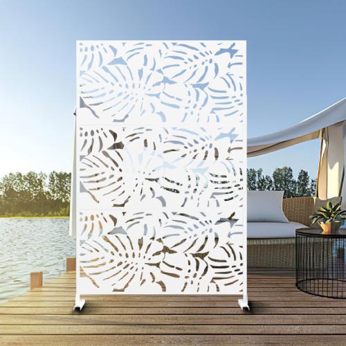 6 ft. H x 4 ft. W Metal Privacy Screen - Finish: White ( little dent see the picture )
