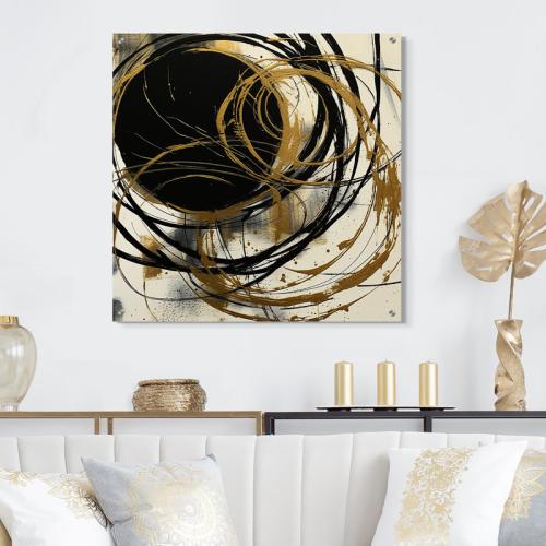 Black And Gold The Art Of Chaos V - Abstract Painting Acrylic Wall Art Decor - Overall