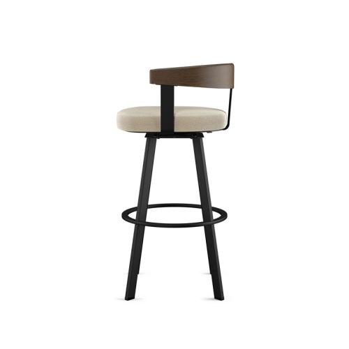 Drees Swivel Upholstered Counter & Bar Stool with Wood Backrest - Upholstery: Cream Bouclé Polyester ( broken the wood see the pictures)