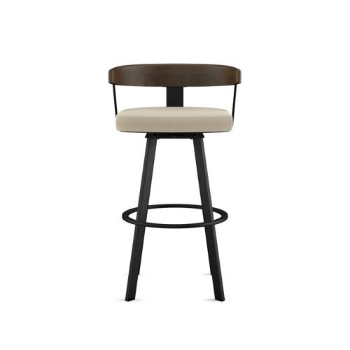 Drees Swivel Upholstered Counter & Bar Stool with Wood Backrest - Upholstery: Cream Bouclé Polyester ( broken the wood see the pictures)