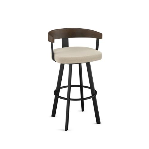 Drees Swivel Upholstered Counter & Bar Stool with Wood Backrest - Upholstery: Cream Bouclé Polyester ( broken the wood see the pictures)