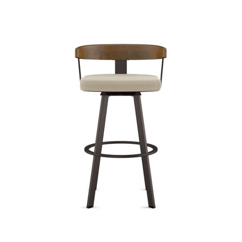 Drees Swivel Upholstered Counter & Bar Stool with Wood Backrest - Upholstery: Cream Bouclé Polyester ( broken the wood see the pictures)