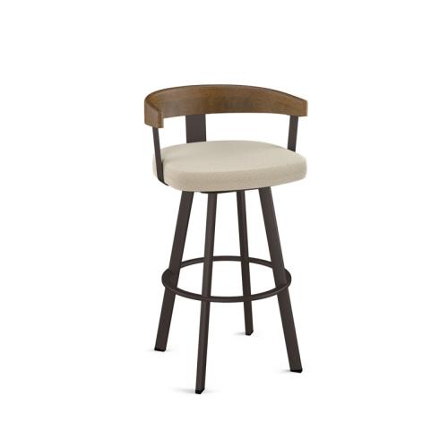 Drees Swivel Upholstered Counter & Bar Stool with Wood Backrest - Upholstery: Cream Bouclé Polyester ( broken the wood see the pictures)