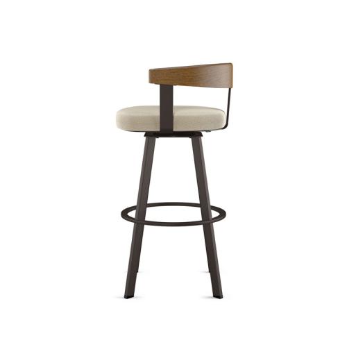 Drees Swivel Upholstered Counter & Bar Stool with Wood Backrest - Upholstery: Cream Bouclé Polyester ( broken the wood see the pictures)