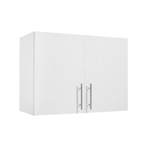 Laundry Room Wall Cabinet, 2-Tier Wall Mounted Hanging Cabinet with 2 Doors, Cupboard Organizer with Adjustable Shelf, for Bathroom, Kitchen, Garage, Laundry, 16 x 32 x 24 in (D x W x H), White