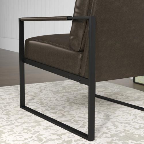 Achilina 24.6'' Wide Vintage Soft Vegan Leather Arm Accent Chair with Removable Backrest - Upholstery Color: Dark Gray