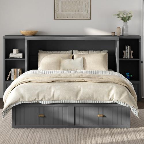 Wilkinson Farmhouse Murphy Bed with Bedside Tables, 3 Storage Drawers & Charging Station (1390 x675 x200 MM) (The Color is White ) (no test) (maybe missing the screws)