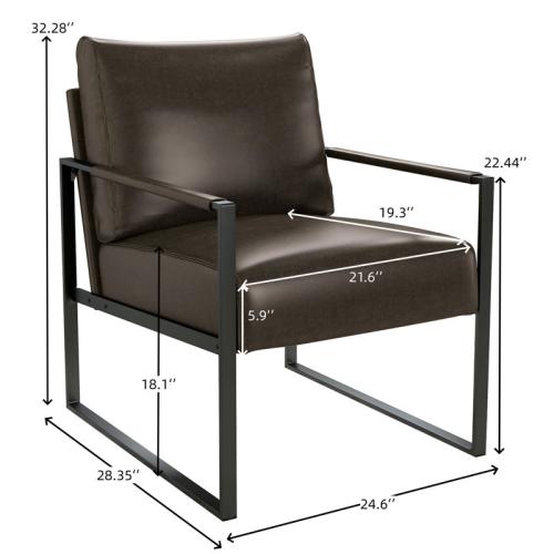 Achilina 24.6'' Wide Vintage Soft Vegan Leather Arm Accent Chair with Removable Backrest - Upholstery Color: Dark Gray