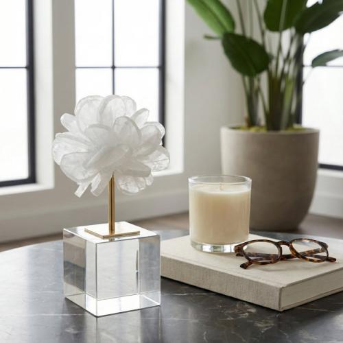 Oakden Crystal and Metal Abstract Sculpture  - Size: 8 H x 4 W x 4 D