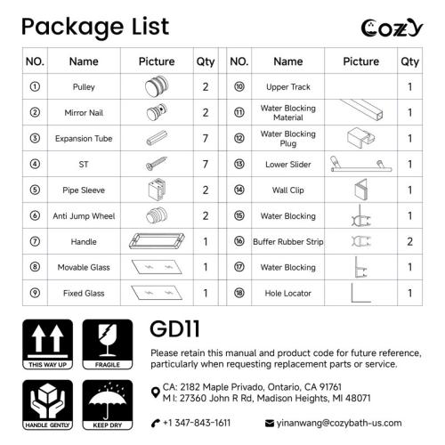Glass shower door hardware TP-11 series bag  C of ABC Finish: Matte Black
