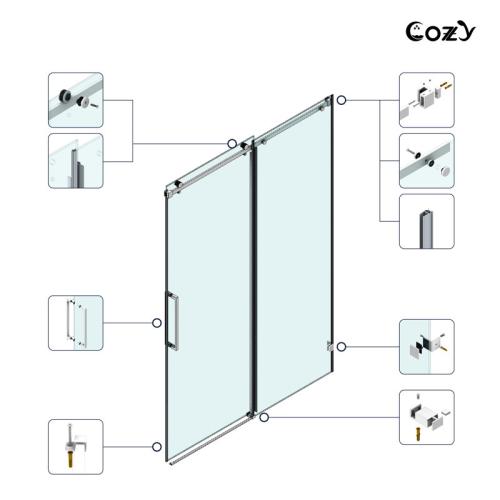 Glass shower door hardware TP-11 series bag  C of ABC Finish: Matte Black
