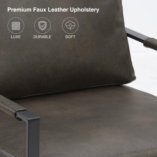 Achilina 24.6'' Wide Vintage Soft Vegan Leather Arm Accent Chair with Removable Backrest - Upholstery Color: Dark Gray