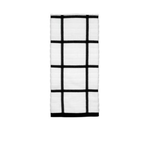 6 packs, All Clad Textiles 100-Percent Combed Terry Loop Cotton Kitchen Towel, Oversized, Highly Absorbent and Anti-Microbial, 17-inch by 30-inch, Checked, Black