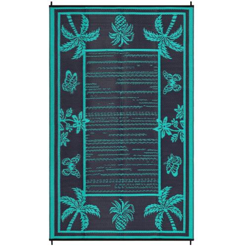 Garvee Outdoor Rug 9x12 Waterproof Reversible Plastic Straw Tropical Leaf Design UV-Resistant Patio Deck Camping Mat‼️found a small cut on the black bag but good condition ‼️