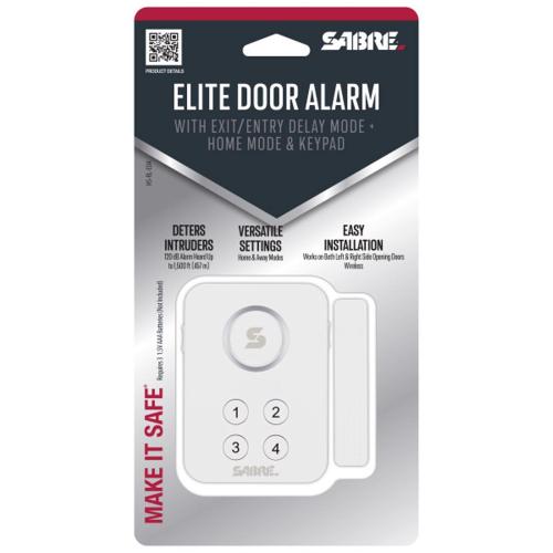 Color White Sabre Battery Powered Indoor White Door Alarm