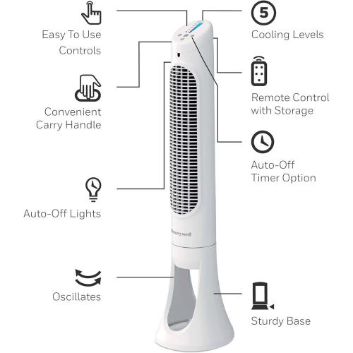 Honeywell 40 in. H X 10 in. D 5 speed Oscillating Whole Room Fan Remote Control