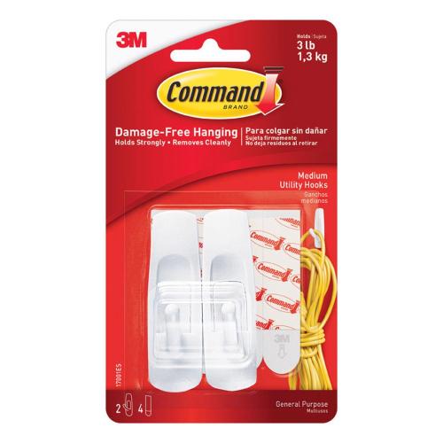 3 pack 3M Command Medium Plastic Hook 3.875 in. L
