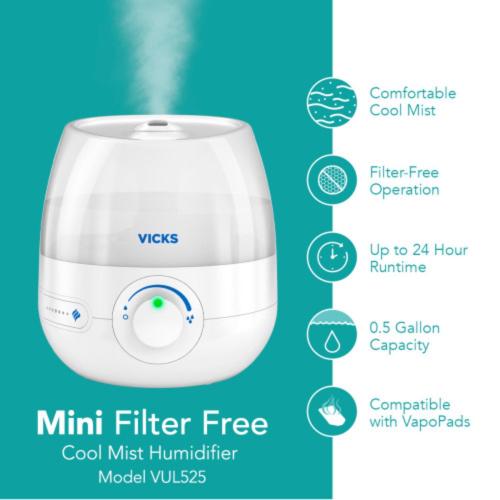 Vicks 0.5 gal 200 sq ft Manual Filter-Free Humidifier
