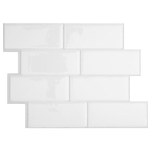 Smart Tiles Size  8.38 in. W X 11.56 in. L White Mosaic Vinyl Adhesive Wall Tile 4 pc