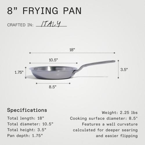 Made In Stainless Steel Fry Pan 8 in. Silver