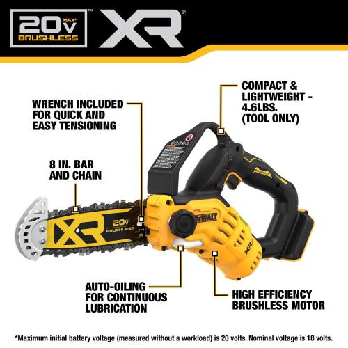 DeWalt 20V MAX DCCS623B 8 Battery Pruning Saw Tool Only