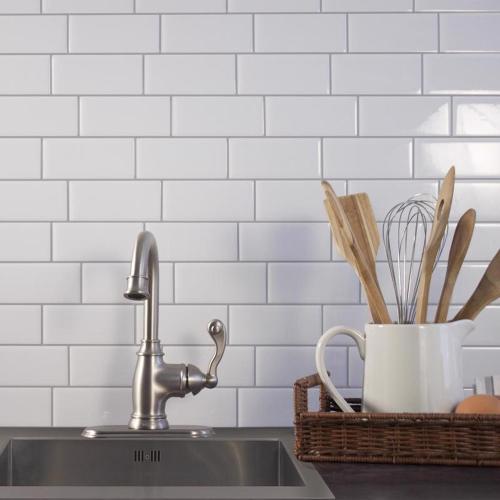 Smart Tiles Size  8.38 in. W X 11.56 in. L White Mosaic Vinyl Adhesive Wall Tile 4 pc