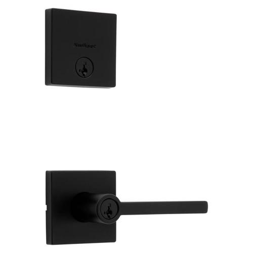 Kwikset Halifax Matte Black Zinc Lever and Single Cylinder Deadbolt ( no text )
