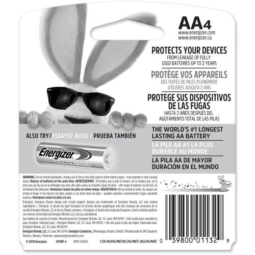 Energizer Max AA Alkaline Batteries 4 pk Carded