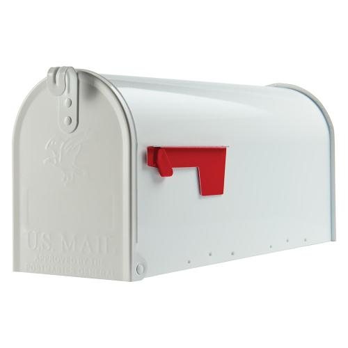 Architectural Mailboxes Elite Classic Galvanized Steel Post Mount White Mailbox