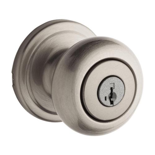 Kwikset SmartKey Juno Satin Nickel Entry Door Knob KW1 1-3/4 in.