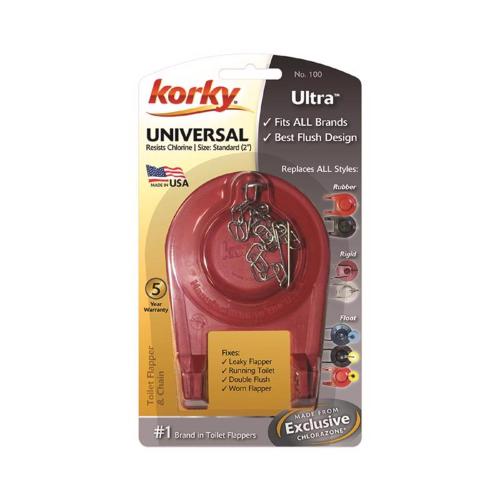 2 pack Korky Ultra High Performance Universal 2 Inch Toilet Flapper Red For Universal