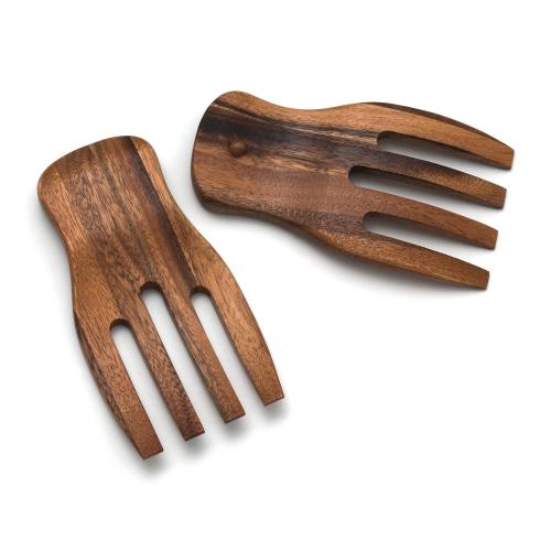Lipper International Brown Acacia Wood Salad Hands Set