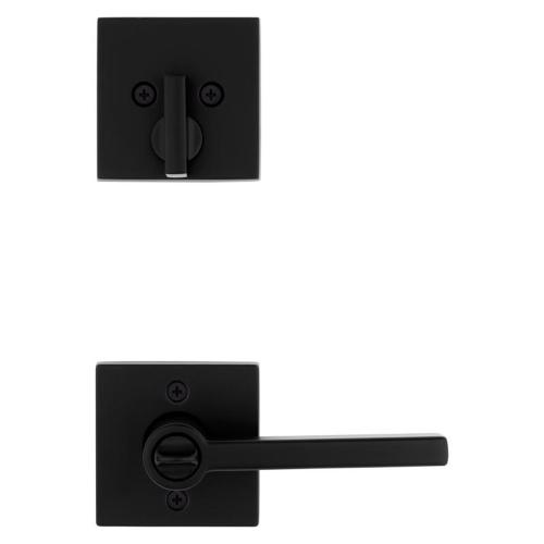 Kwikset Halifax Matte Black Zinc Lever and Single Cylinder Deadbolt ( no text )