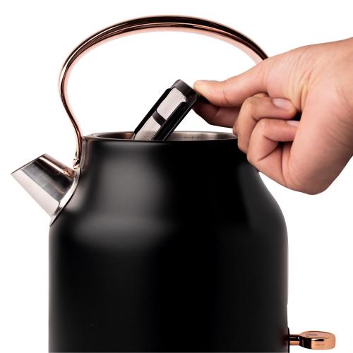 Haden Black/Silver Retro Stainless Steel 1.7 L Electric Tea Kettle