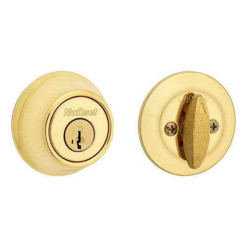 Kwikset SmartKey Security Polished Brass Metal Single Cylinder Deadbolt