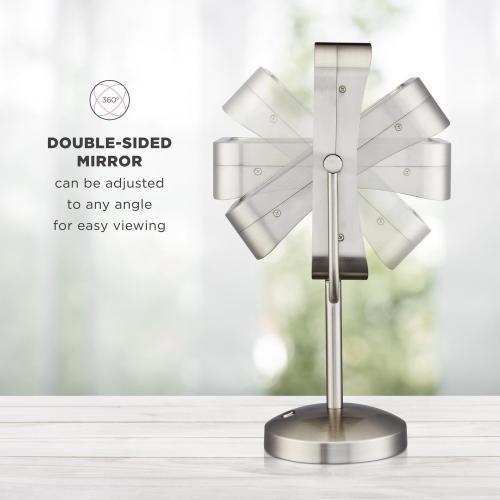 Conair 15 in. H X 8 in. W Pedestal Double Sided Makeup Mirror Brushed Nickel