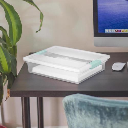 Sterilite 5.7 qt Clear Clip Storage Box 3.25 in. H X 11 in. W X 14 in. D Stackable