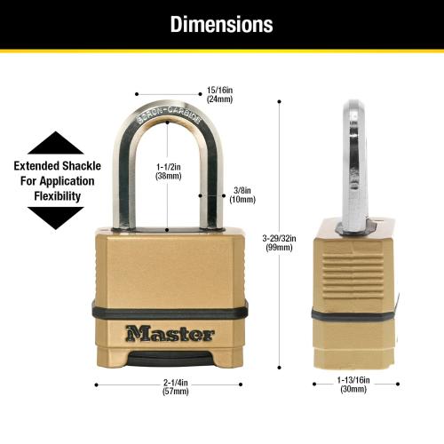 Master Lock Magnum 2 in. H X 1-7/32 in. W X 2 in. L Steel Ball Bearing Locking Weather-Resistant Pad