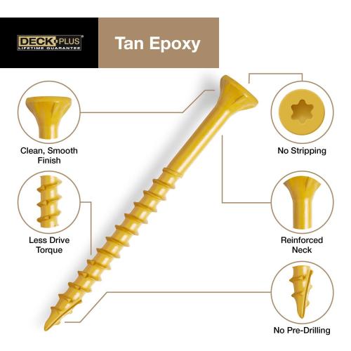 HILLMAN Deck Plus No. 8 Ga. X 1-1/4 in. L Tan Star Flat Head Exterior Deck Screws 1 lb 186 pk