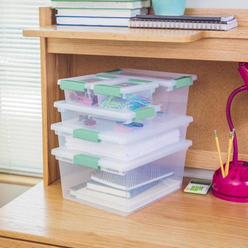 Sterilite 5.7 qt Clear Clip Storage Box 3.25 in. H X 11 in. W X 14 in. D Stackable