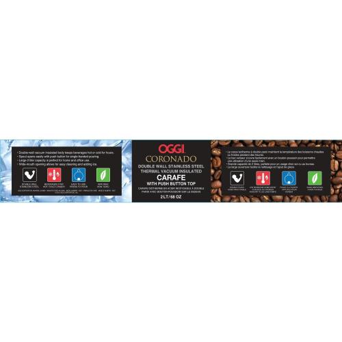 OGGI Coronado Black/Silver ABS Plastic/Stainless Steel Stainless Steel Lined Carafe