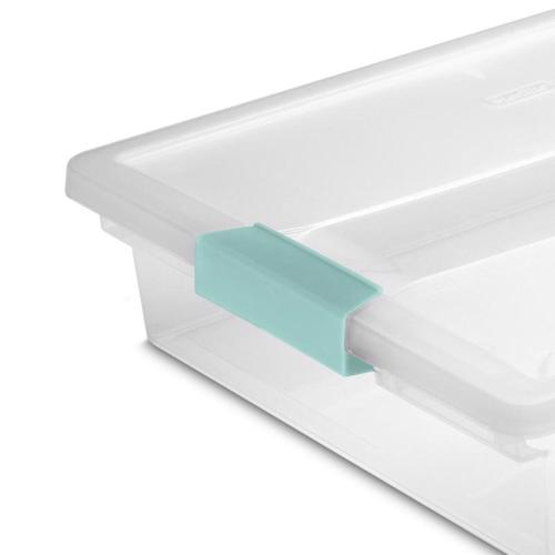 Sterilite 5.7 qt Clear Clip Storage Box 3.25 in. H X 11 in. W X 14 in. D Stackable
