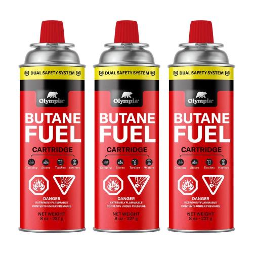 Olympia Red Butane Fuel 7.8 in. H X 8 in. W X 2.7 in. L 8 oz 3 pc