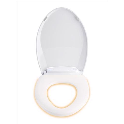 Brondell LumaWarm Slow Close Round White Plastic Night Light Toilet Seat