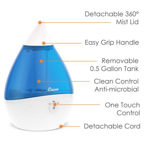 Crane Droplet 0.5 gal 500 sq ft Ultrasonic Humidifier