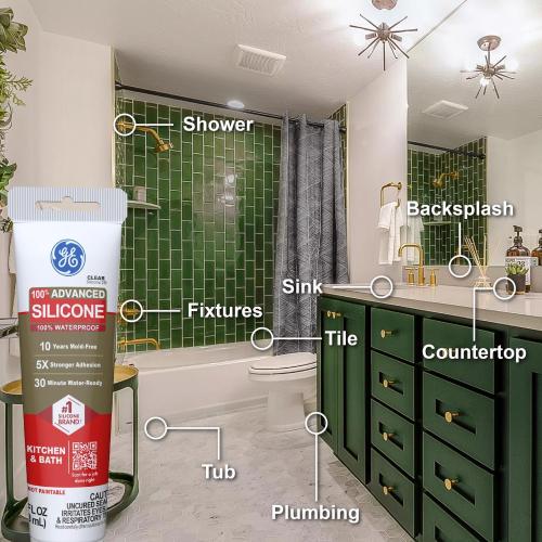 GE Advanced Clear Silicone 2 Kitchen and Bath Caulk Sealant 2.8 oz