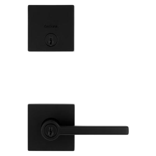Kwikset Halifax Matte Black Zinc Lever and Single Cylinder Deadbolt ( no text )